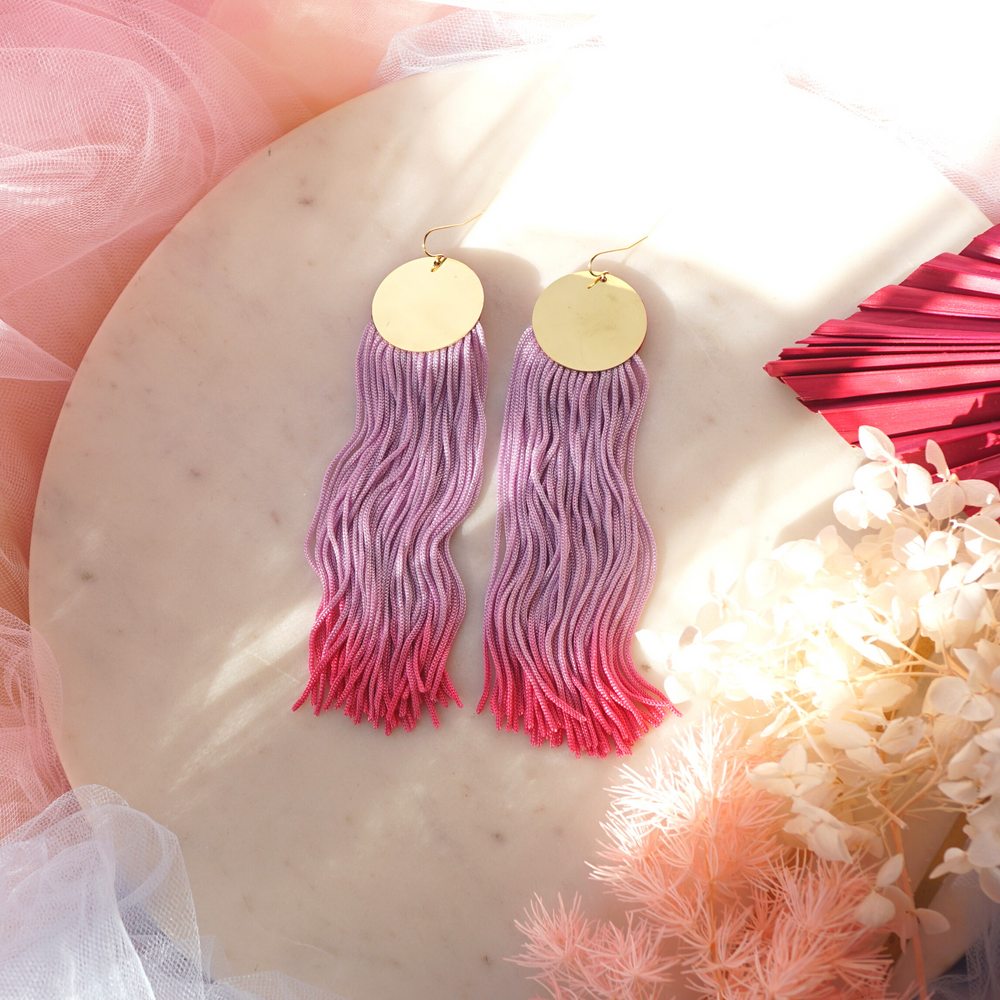 Passion Tassel Earrings - Lilac Pink