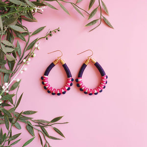 Poms Earrings - Navy