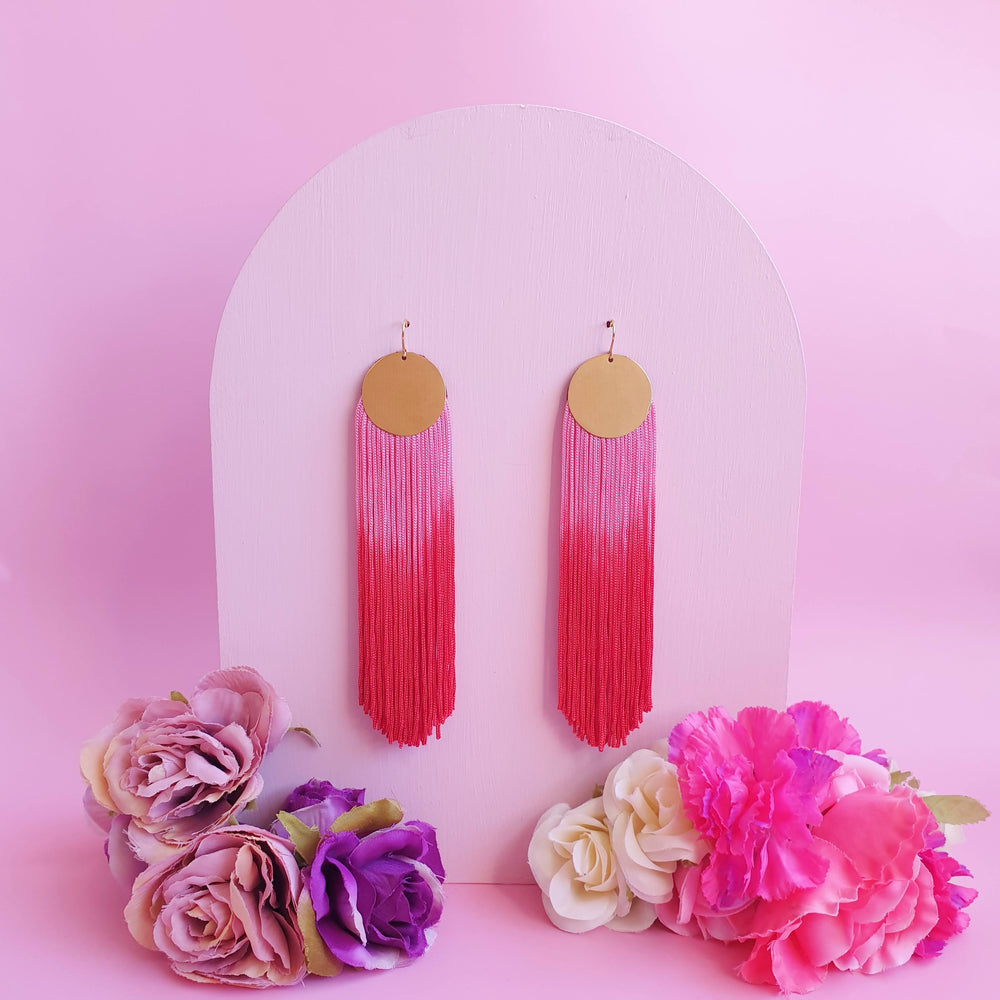 Passion Tassel Earrings - Pink Red