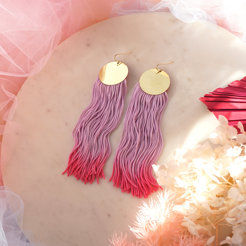 
                
                    Load image into Gallery viewer, Passion Tassel Earrings - Lilac Pink
                
            