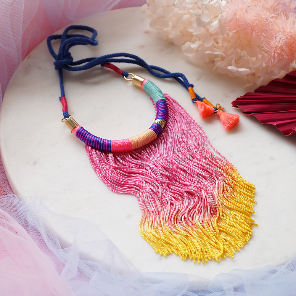 Rainbow 2025 tassel necklace